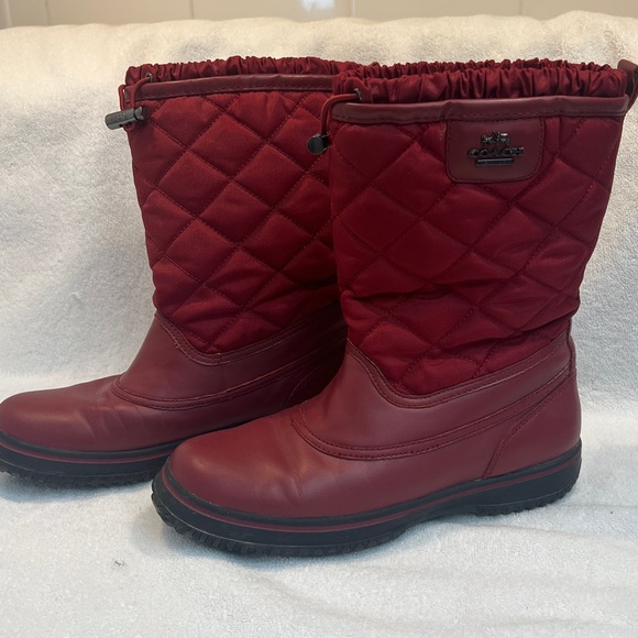 Coach Shoes - Coach Red Quilted Boots